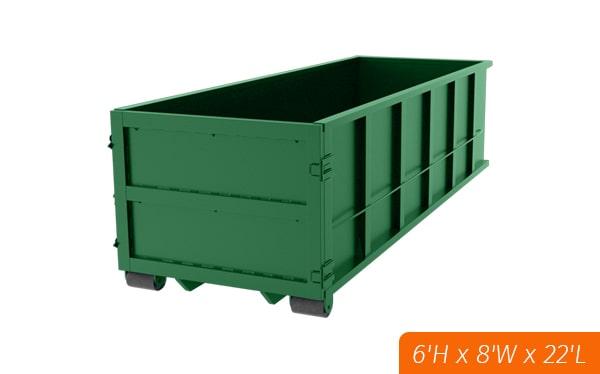 our thirty yard dumpsters are suitable for construction debris, household junk, and yard waste